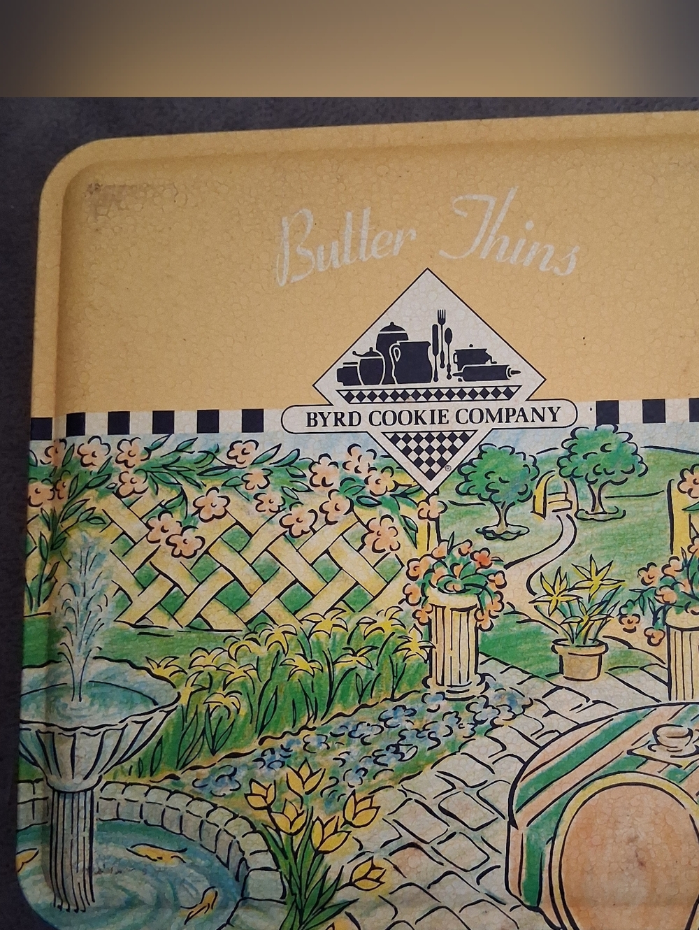 Byrd Cookie Company Butter Thins Decorative Tin - Yellow & Green (Empty)